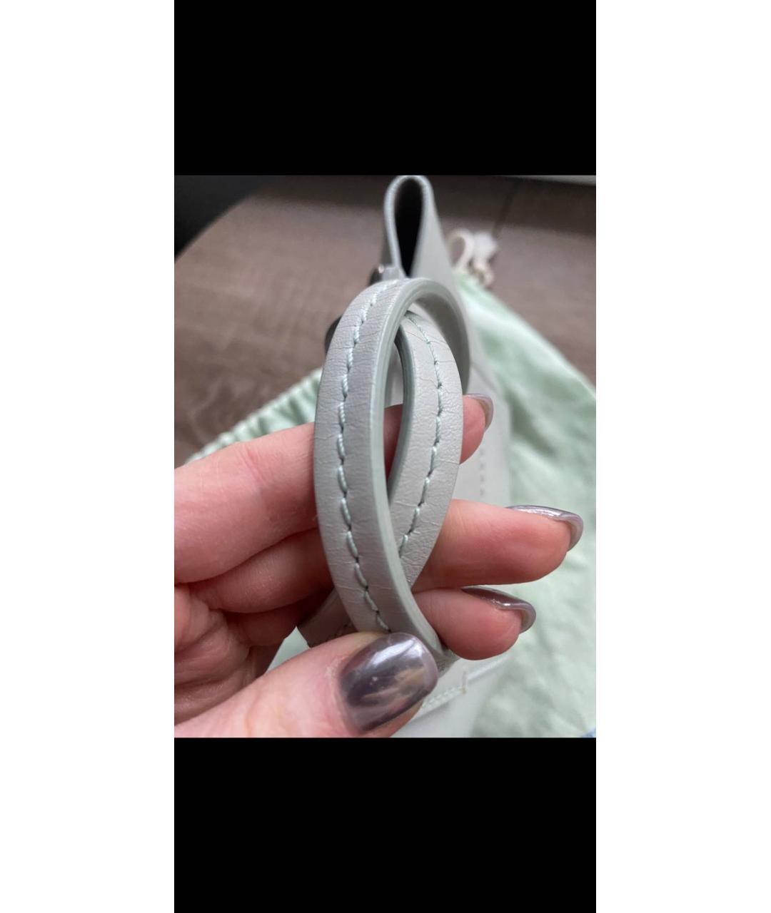 OFF-WHITE Голубая кожаная сумка через плечо, фото 4