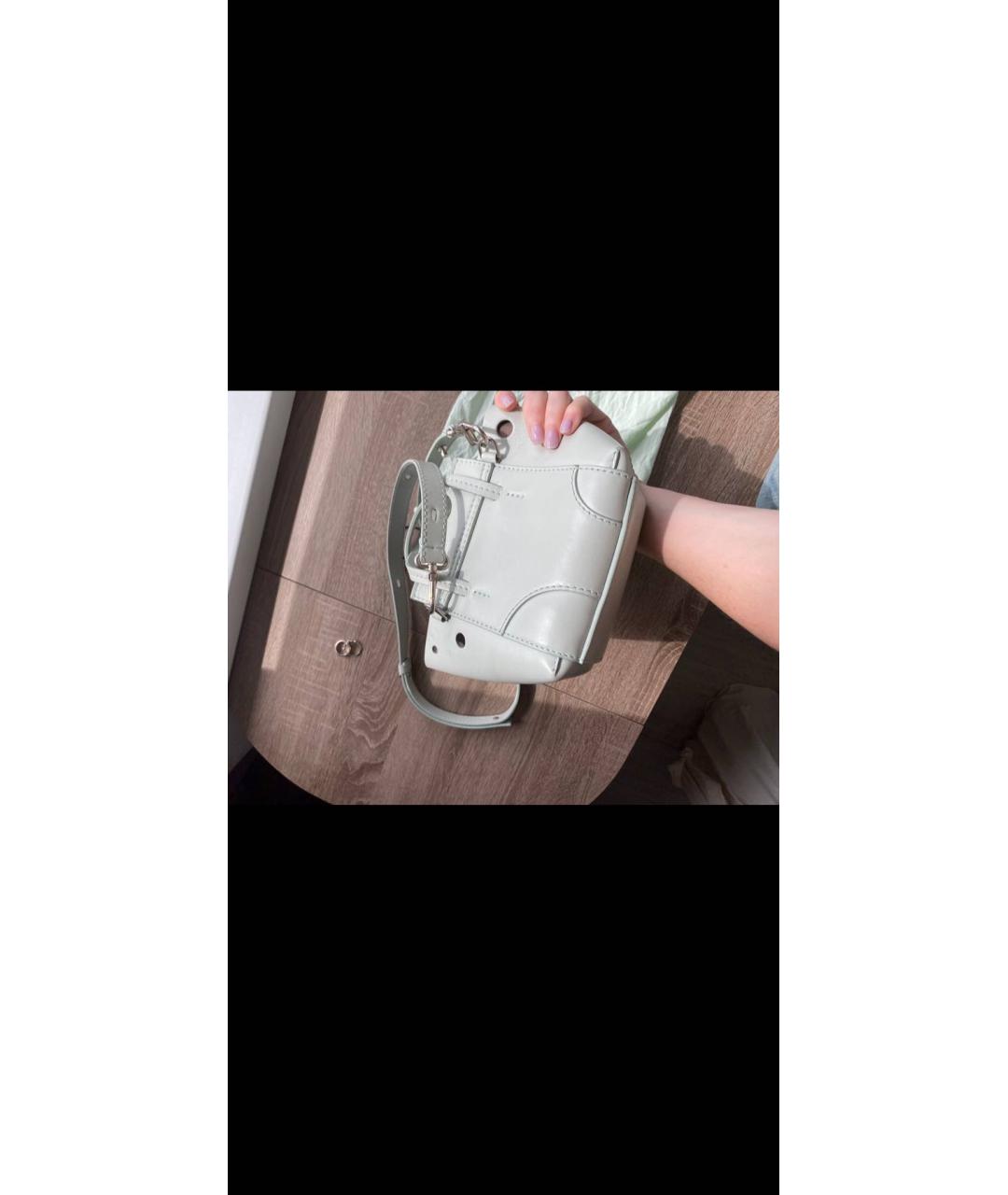 OFF-WHITE Голубая кожаная сумка через плечо, фото 3