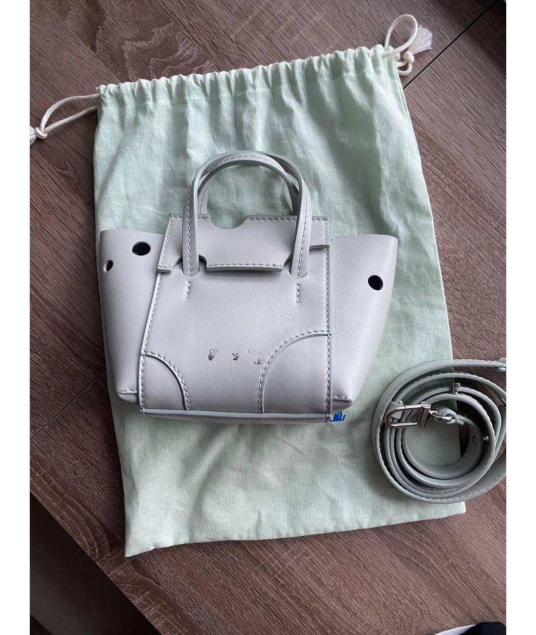 OFF-WHITE Голубая кожаная сумка через плечо, фото 7