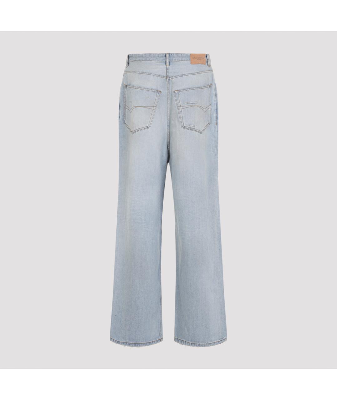 BALENCIAGA Голубые хлопковые прямые джинсы, фото 2