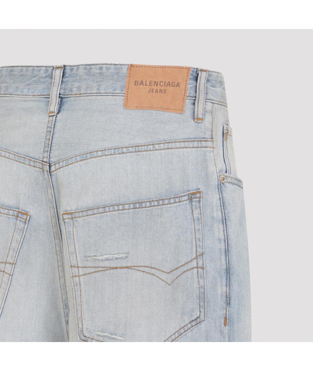 BALENCIAGA Голубые хлопковые прямые джинсы, фото 4