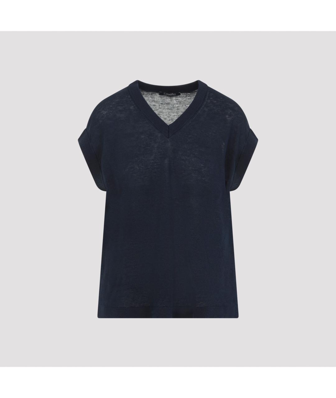 'S MAX MARA Темно-синяя льняная жилетка, фото 2