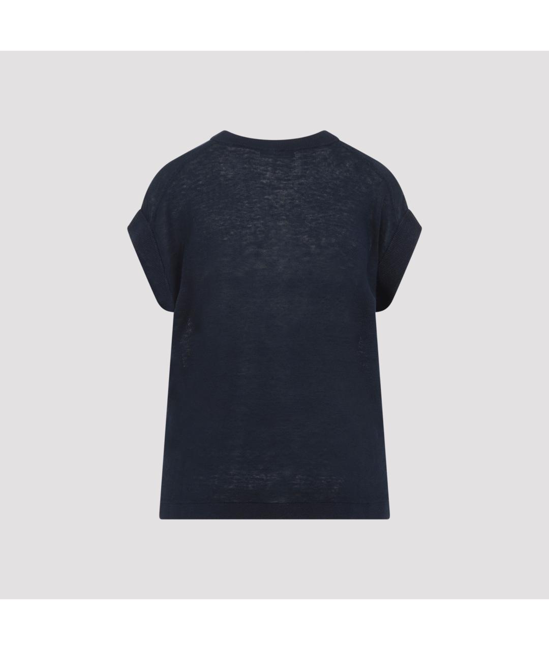 'S MAX MARA Темно-синяя льняная жилетка, фото 3