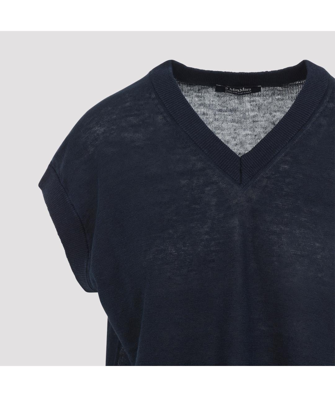 'S MAX MARA Темно-синяя льняная жилетка, фото 4