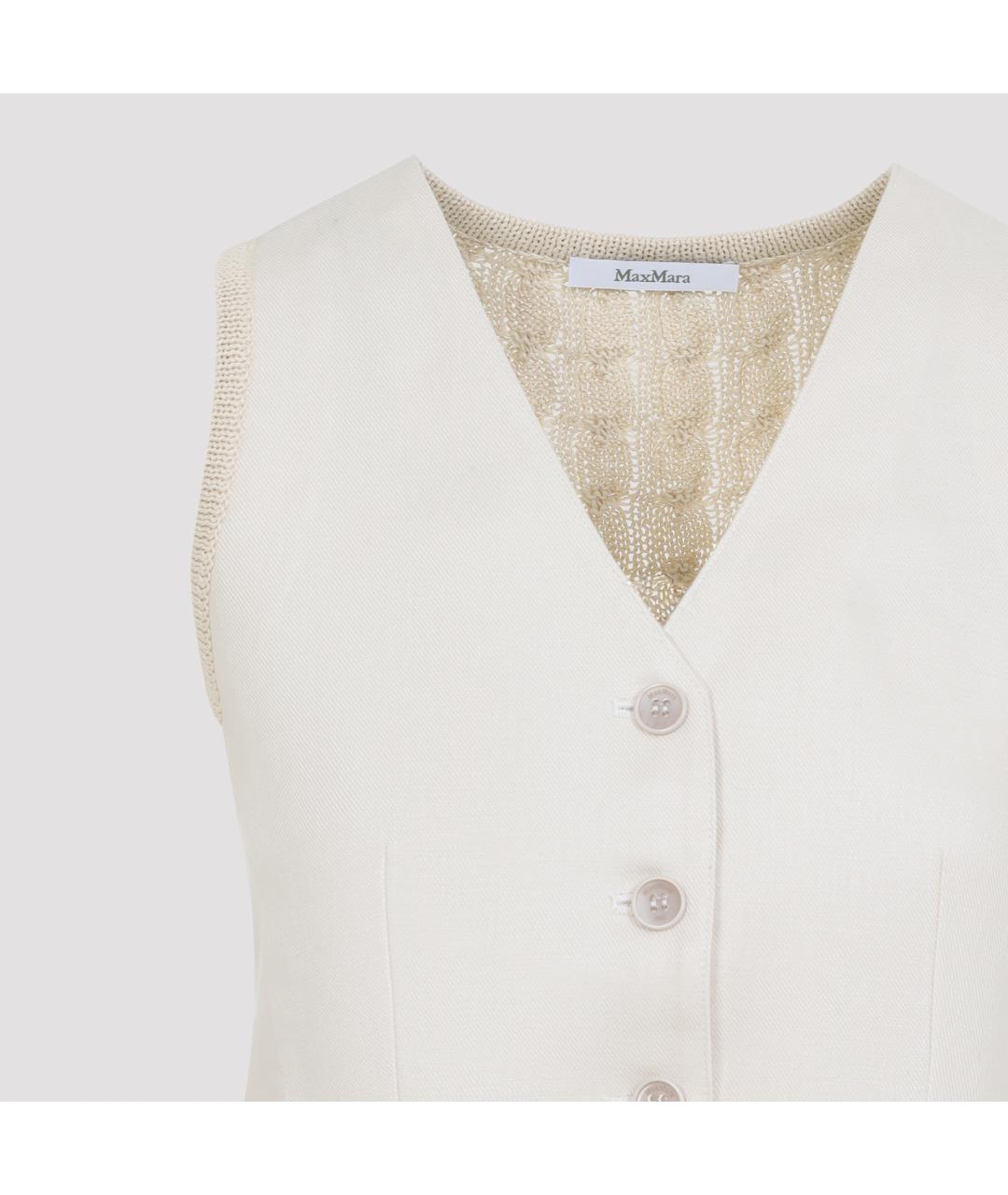 MAX MARA Бежевый льняной жилет, фото 3