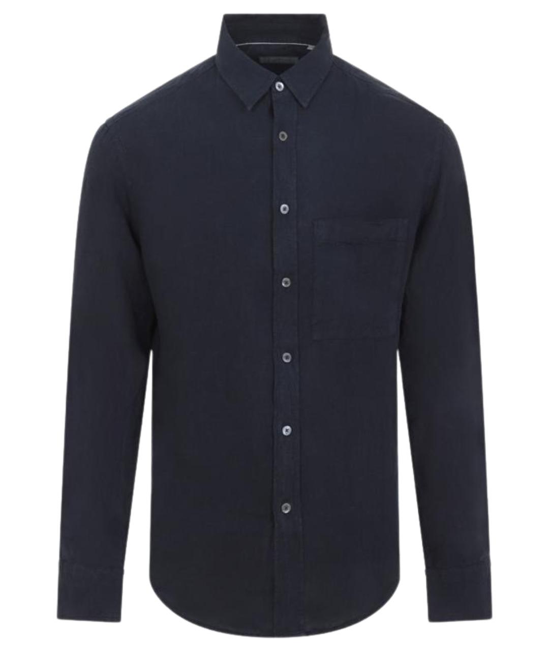 CANALI Темно-синяя льняная кэжуал рубашка, фото 1