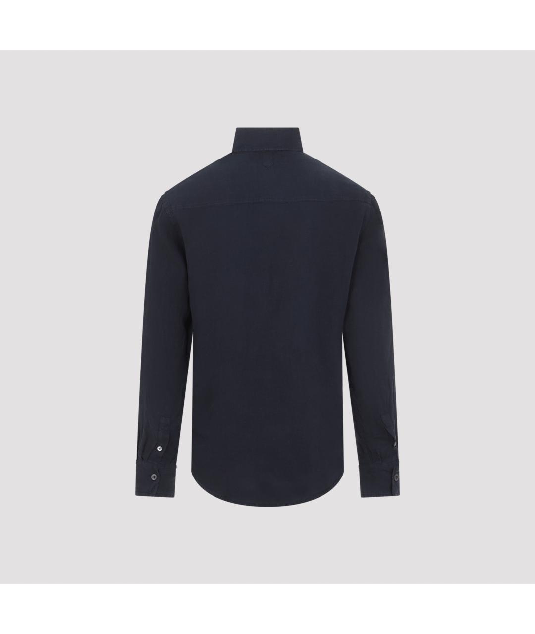 CANALI Темно-синяя льняная кэжуал рубашка, фото 2