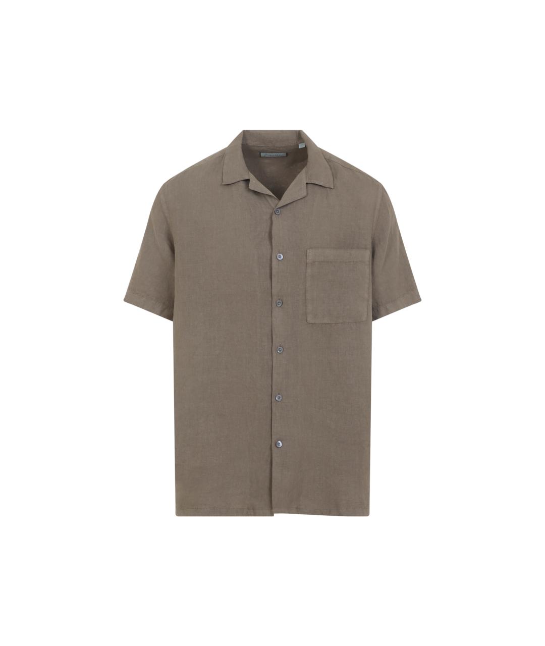 CANALI Коричневая льняная кэжуал рубашка, фото 1