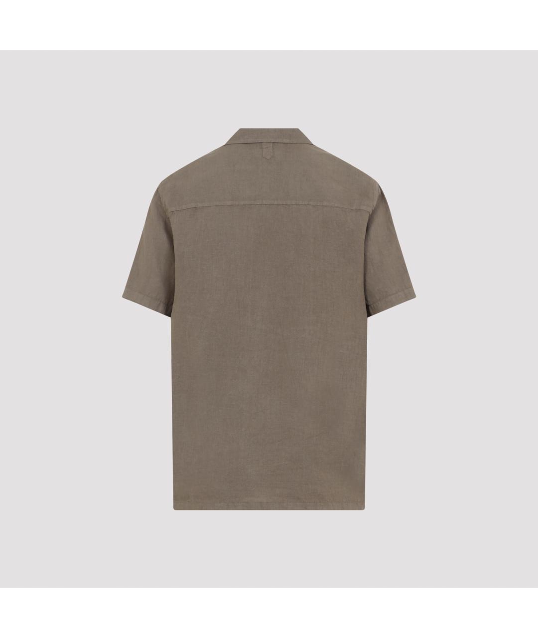 CANALI Коричневая льняная кэжуал рубашка, фото 3