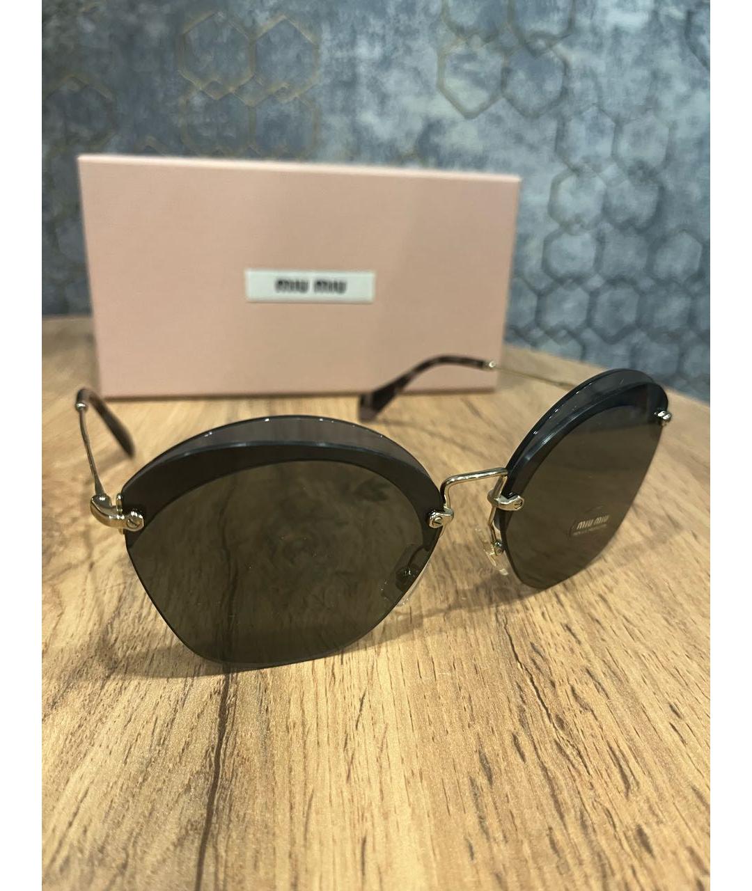 MIU MIU Черные пластиковые солнцезащитные очки, фото 2