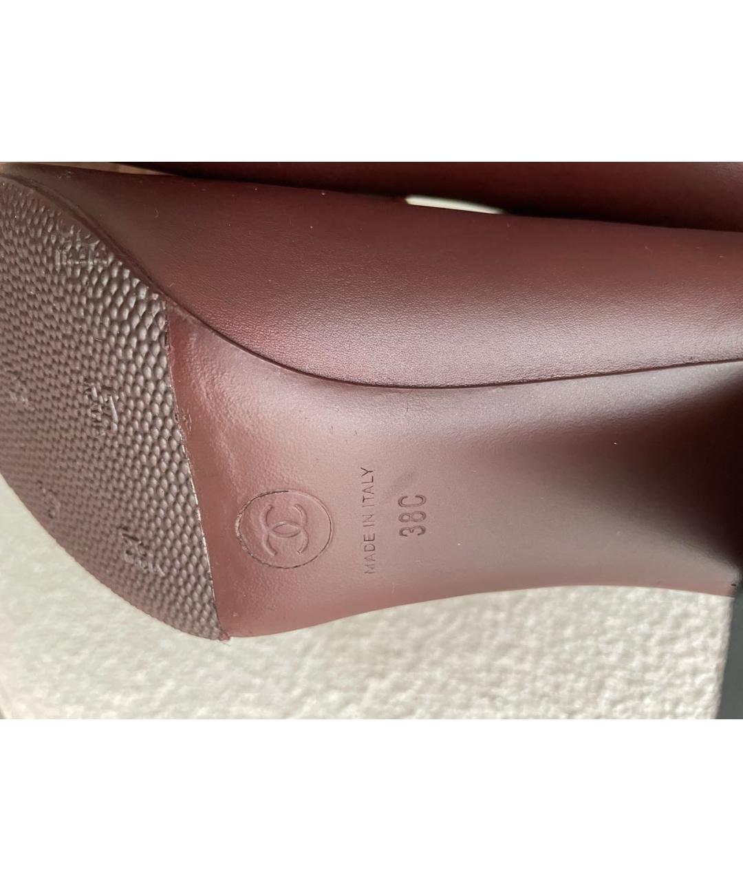 CHANEL Бордовые кожаные сапоги, фото 7