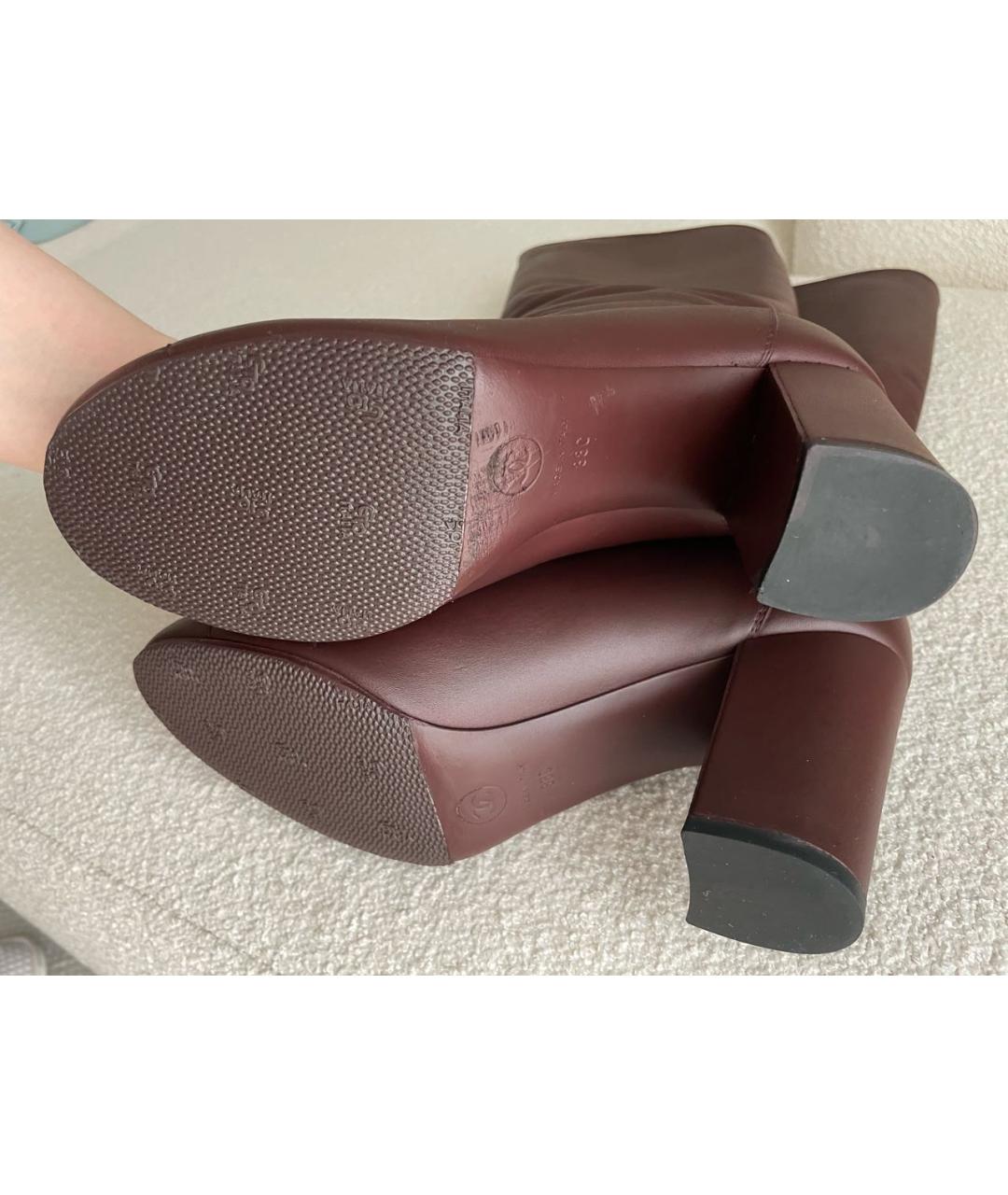 CHANEL Бордовые кожаные сапоги, фото 6