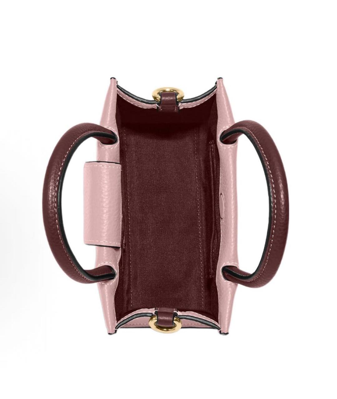 COACH Розовая кожаная сумка с короткими ручками, фото 3