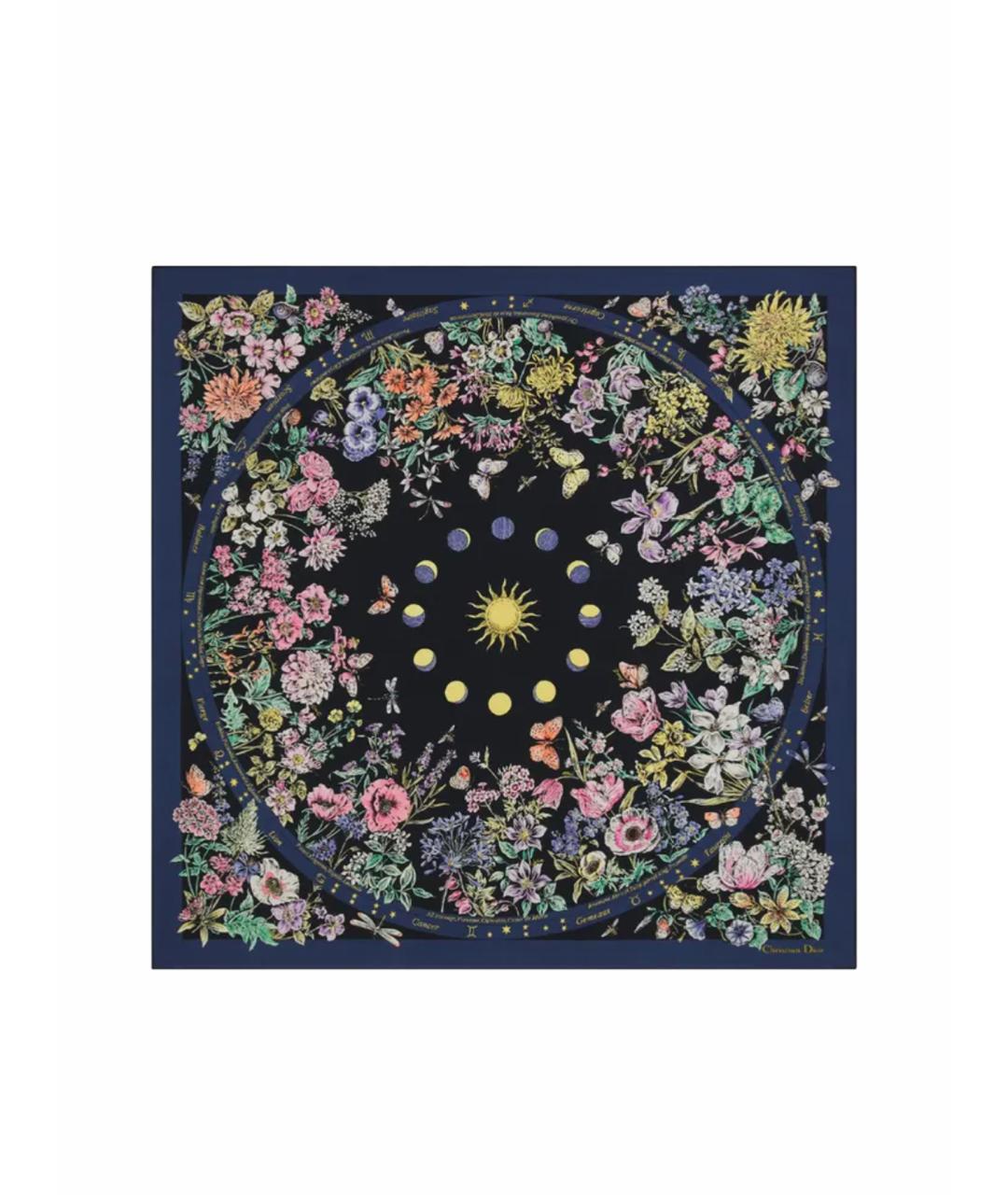 CHRISTIAN DIOR Темно-синий шелковый платок, фото 1