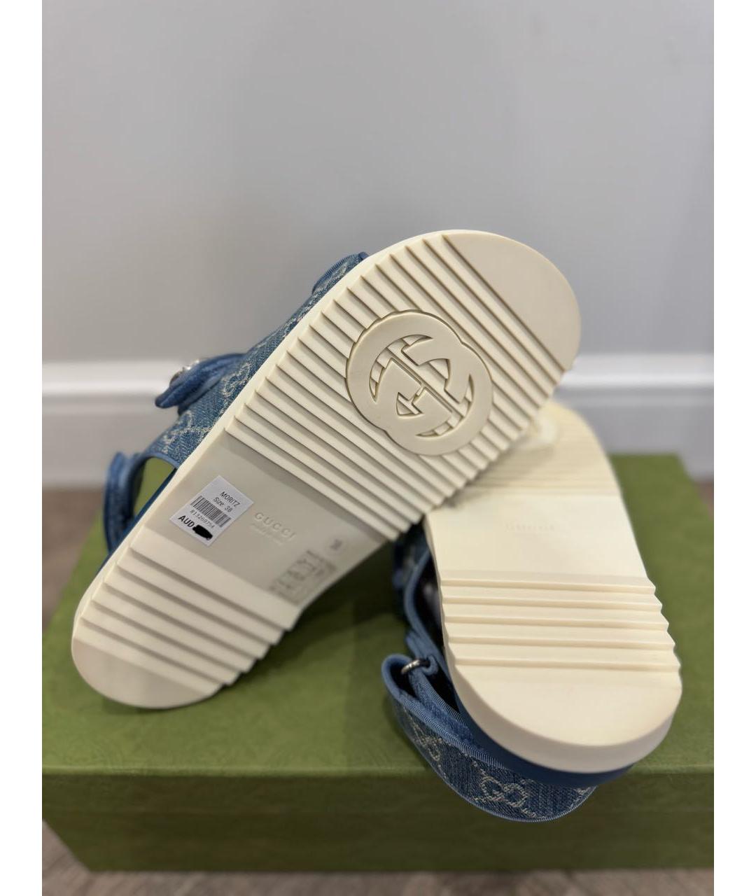 GUCCI Синие текстильные сандалии, фото 5