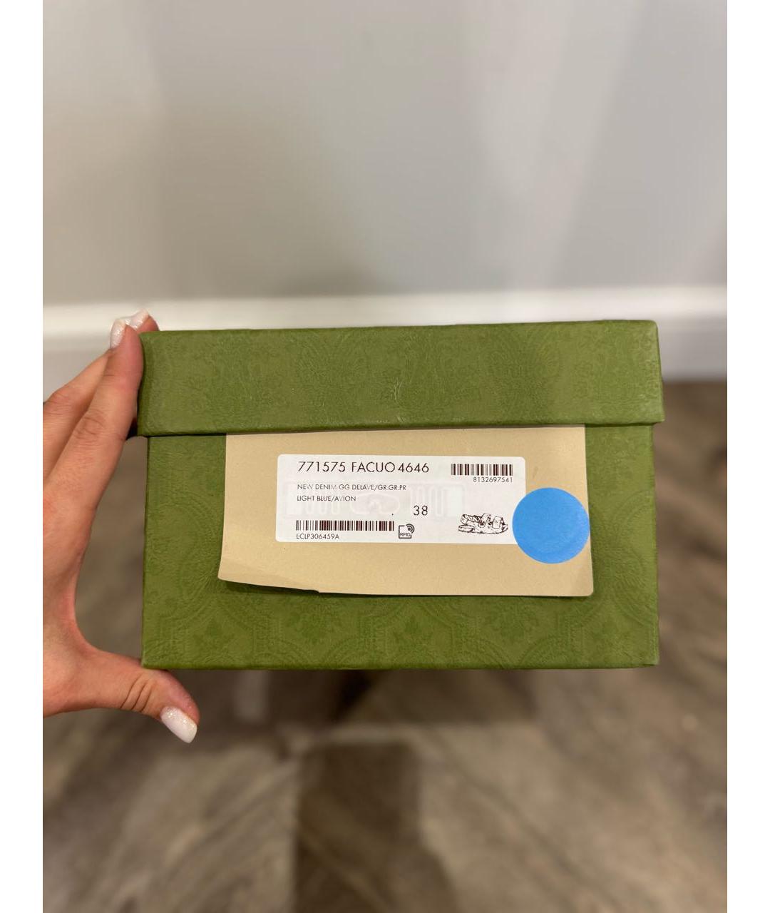 GUCCI Синие текстильные сандалии, фото 6