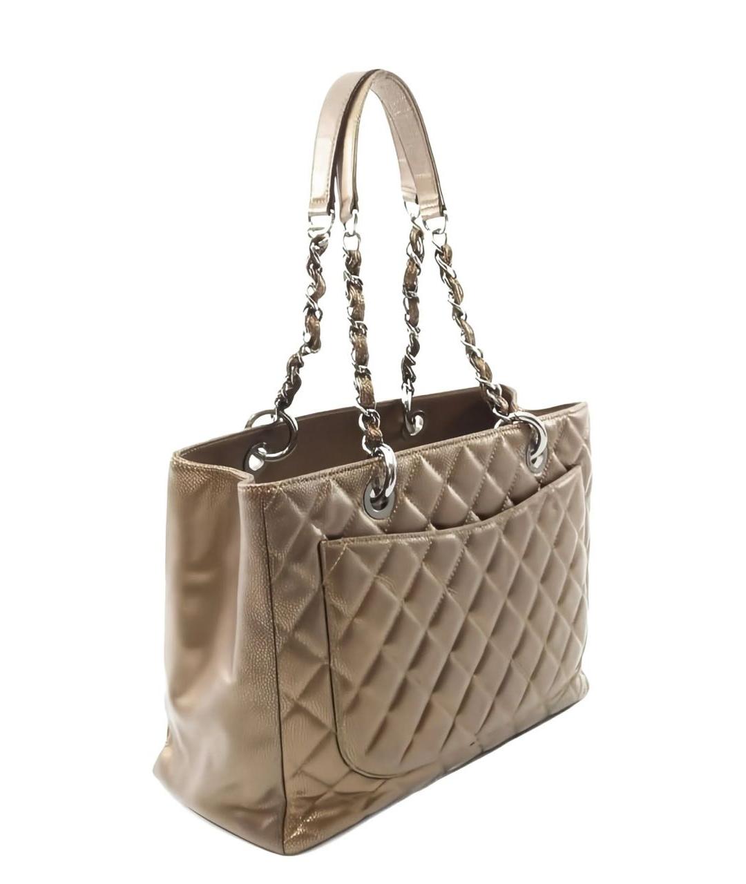 CHANEL Коричневая кожаная сумка тоут, фото 2