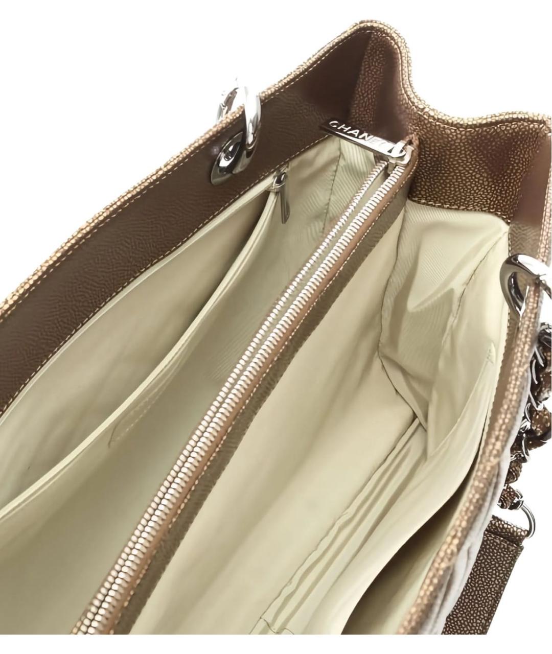 CHANEL Коричневая кожаная сумка тоут, фото 4