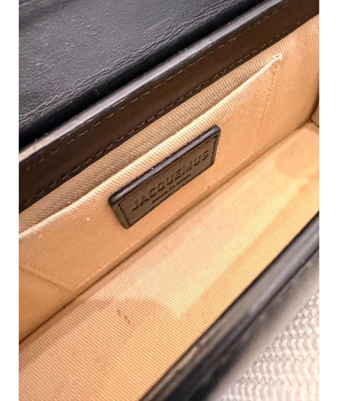 JACQUEMUS Черная кожаная сумка с короткими ручками, фото 4