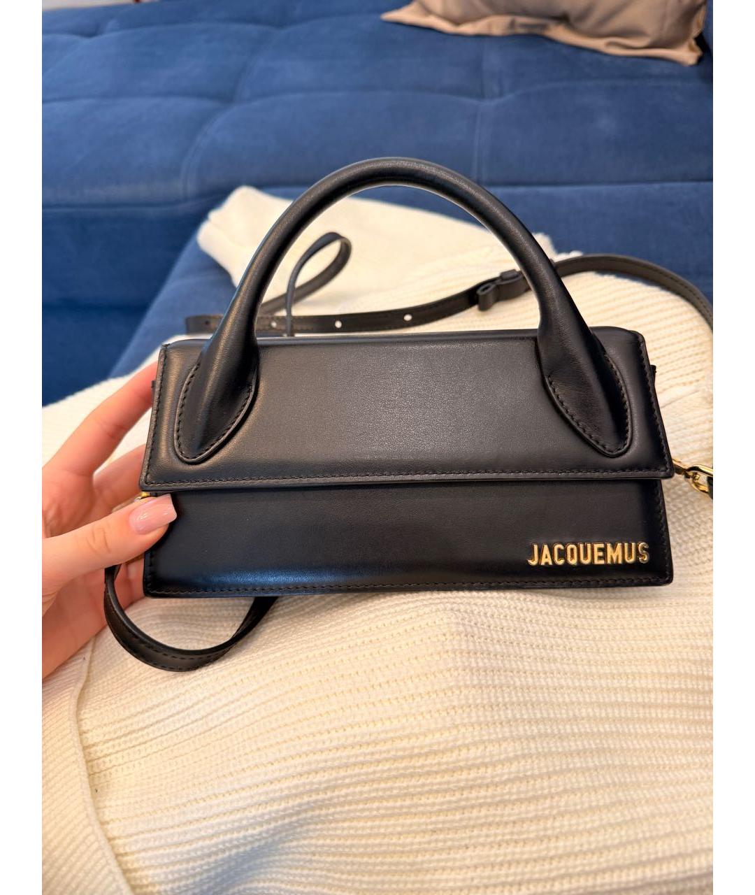 JACQUEMUS Черная кожаная сумка с короткими ручками, фото 9