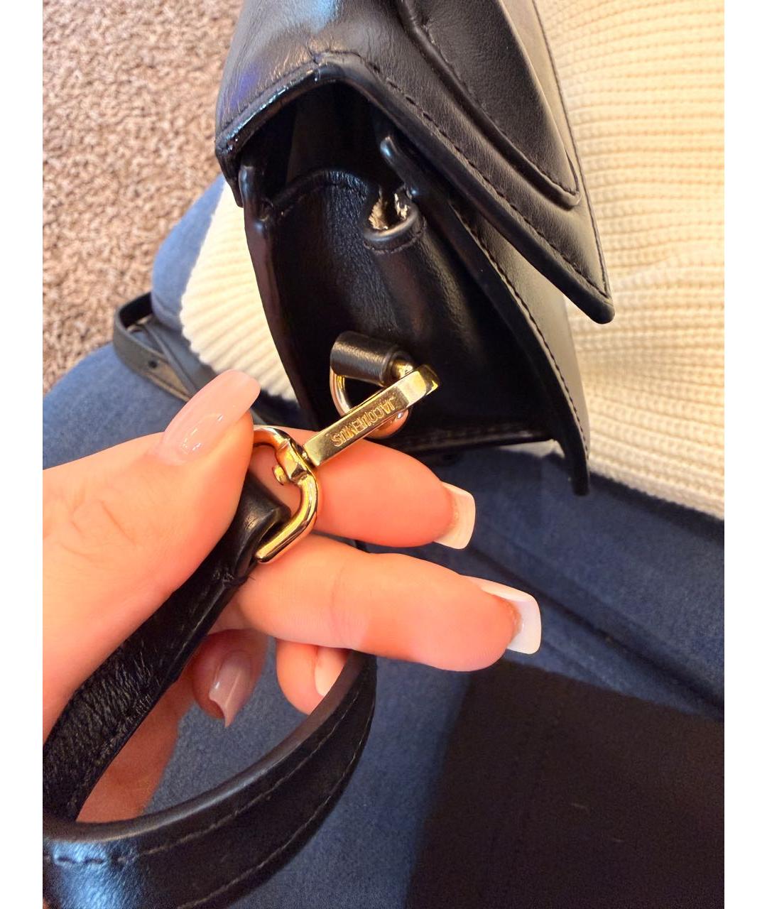 JACQUEMUS Черная кожаная сумка с короткими ручками, фото 7