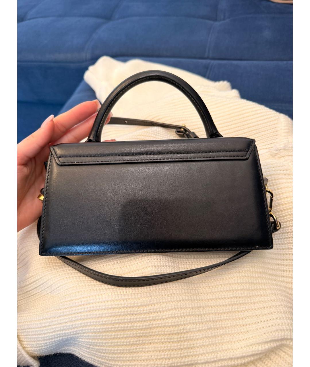 JACQUEMUS Черная кожаная сумка с короткими ручками, фото 2