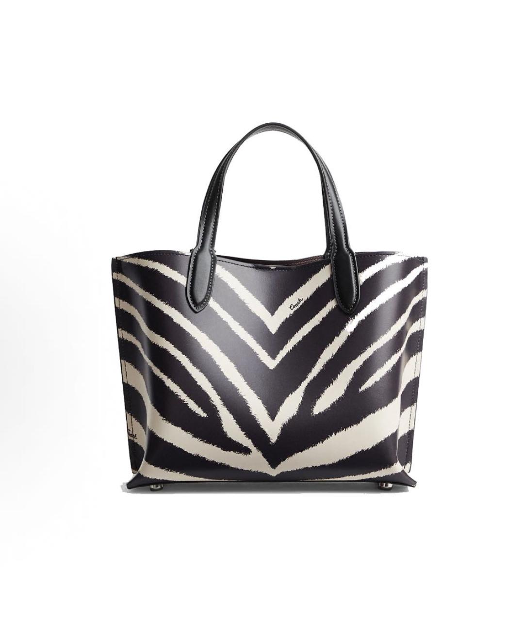 COACH Черная кожаная сумка с короткими ручками, фото 3