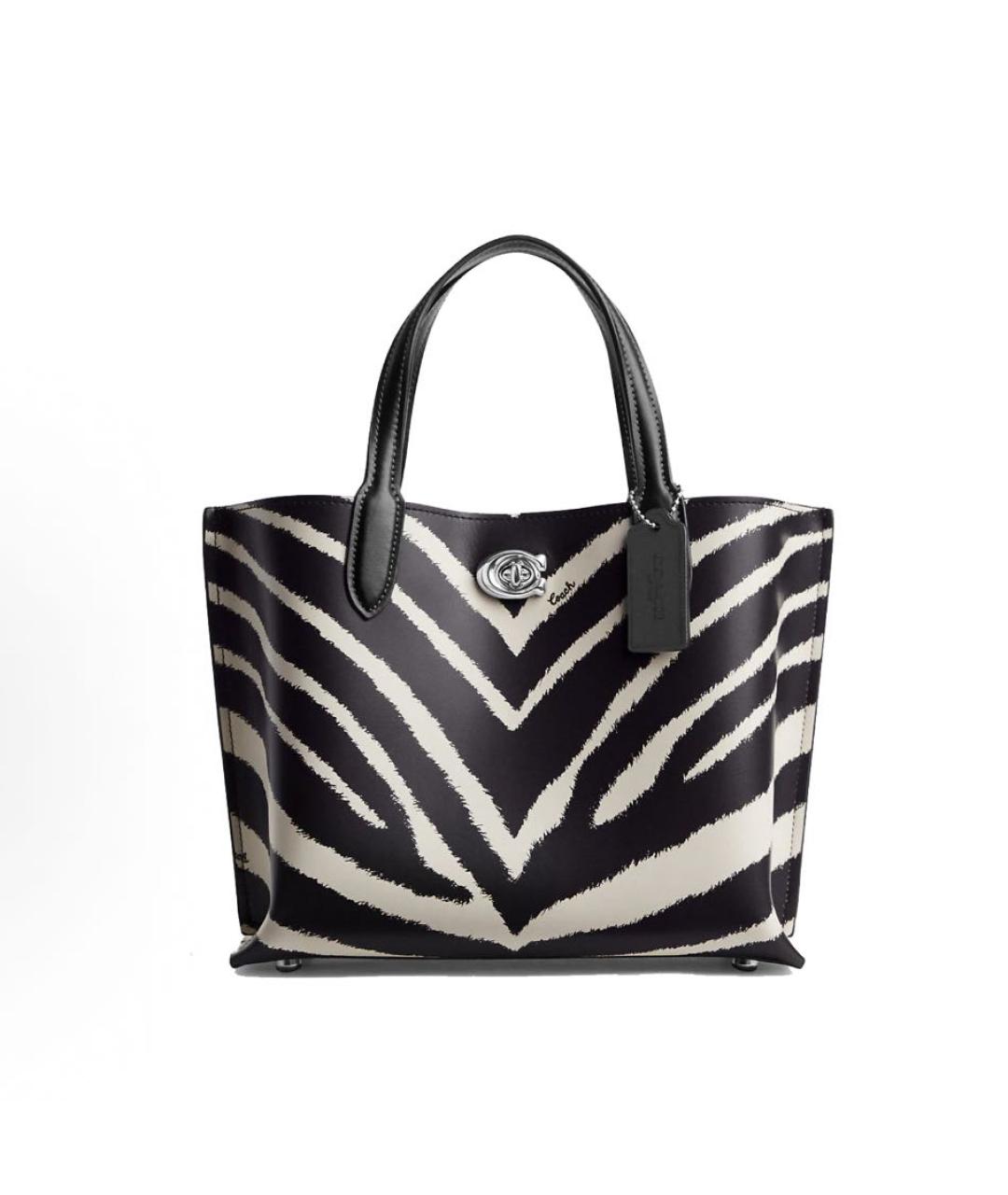 COACH Черная кожаная сумка с короткими ручками, фото 9