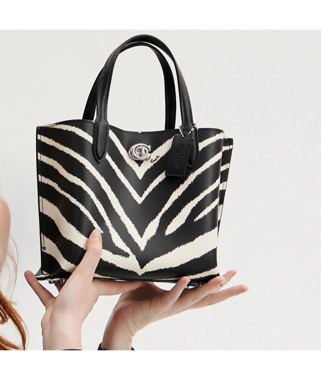 COACH Черная кожаная сумка с короткими ручками, фото 6