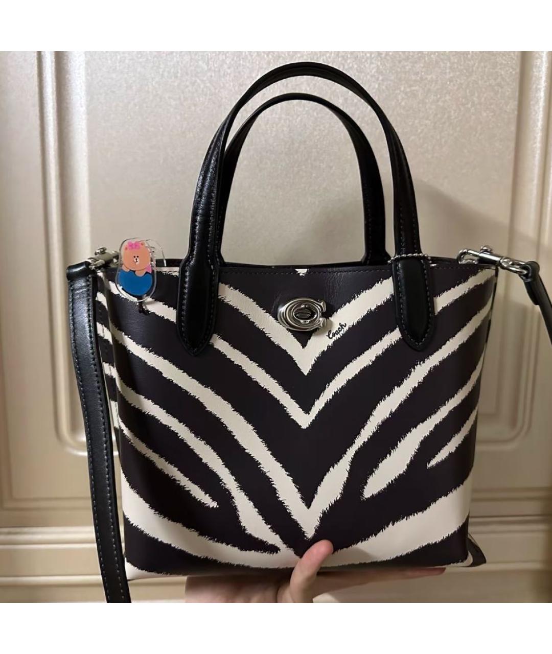 COACH Черная кожаная сумка с короткими ручками, фото 8