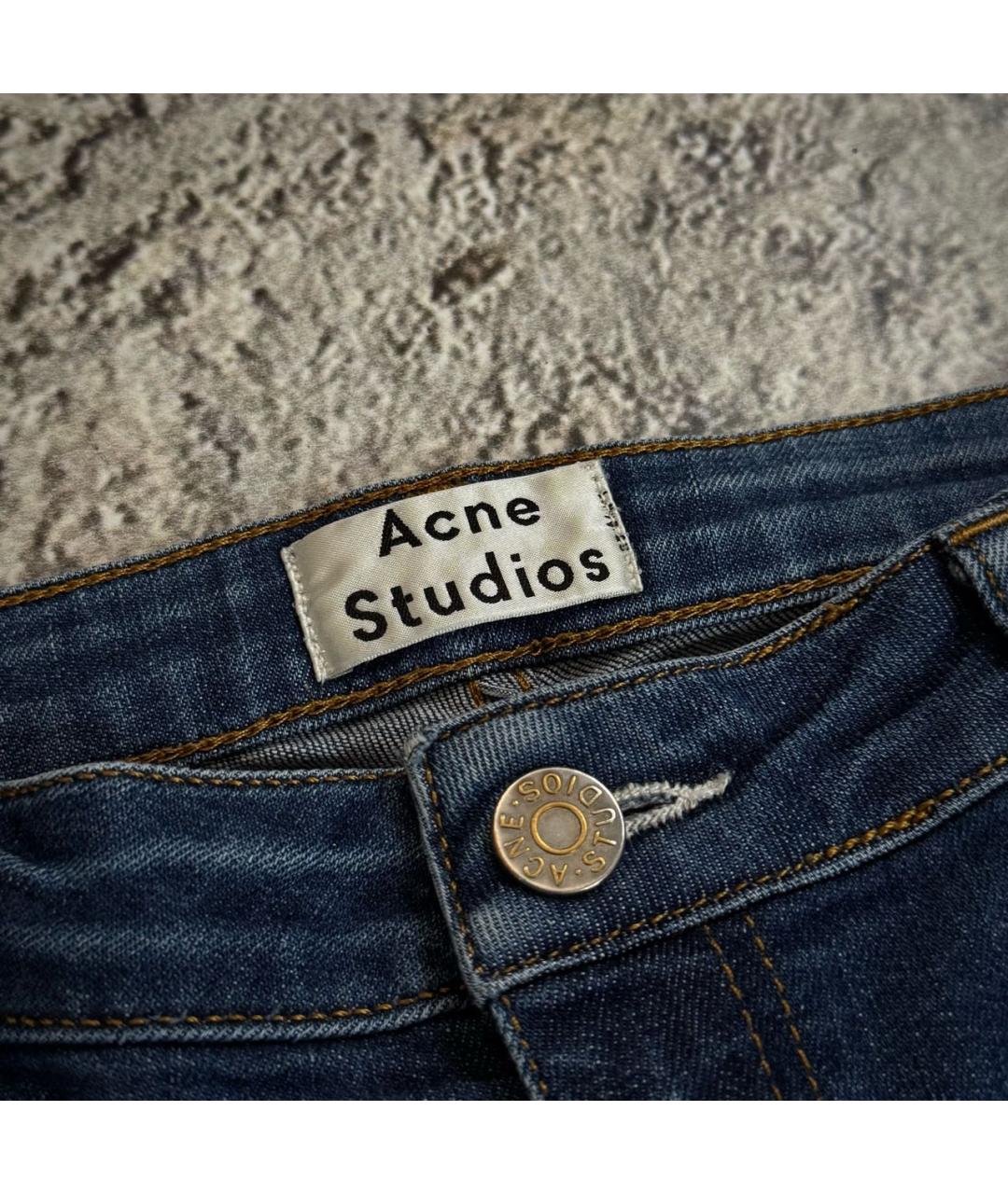ACNE STUDIOS Синие хлопко-эластановые джинсы скинни, фото 3