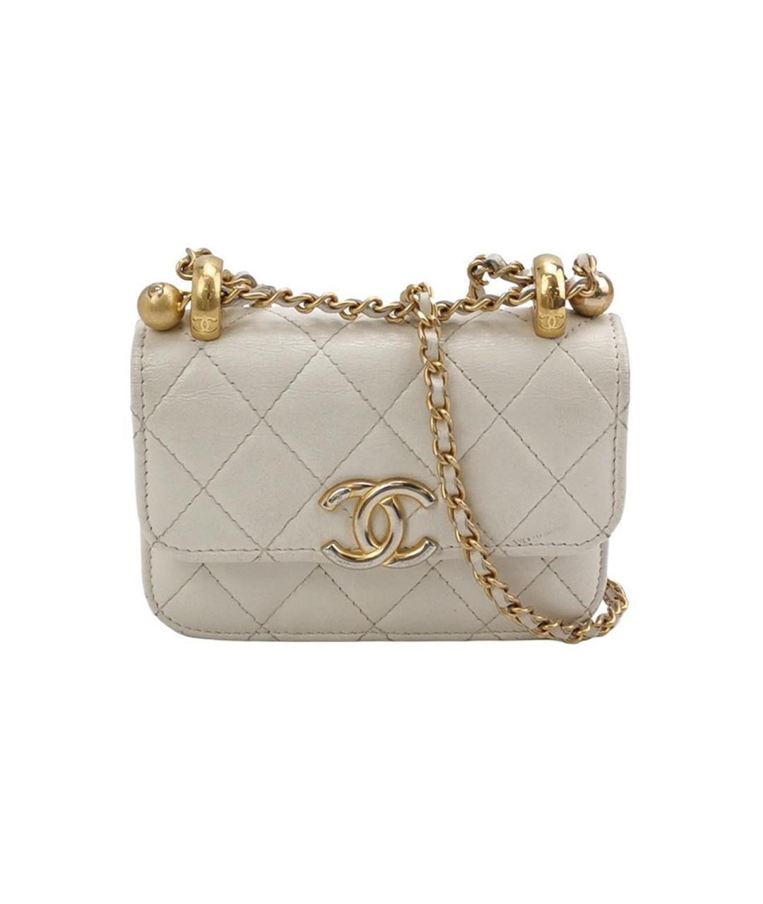 CHANEL Белая кожаная сумка через плечо, фото 6
