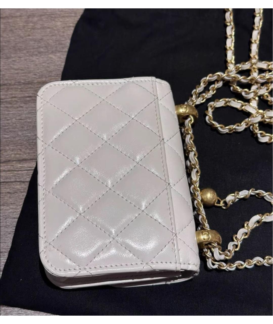 CHANEL Белая кожаная сумка через плечо, фото 4