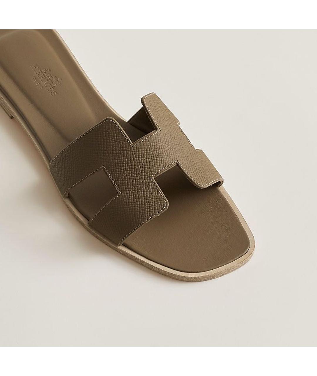 HERMES Коричневые кожаные сандалии, фото 3