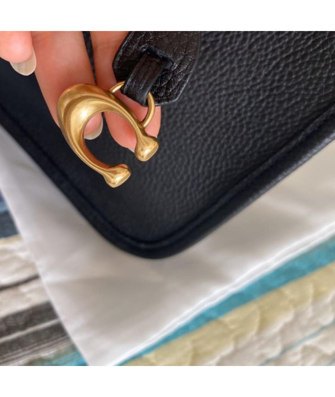 COACH Черная кожаная сумка тоут, фото 7