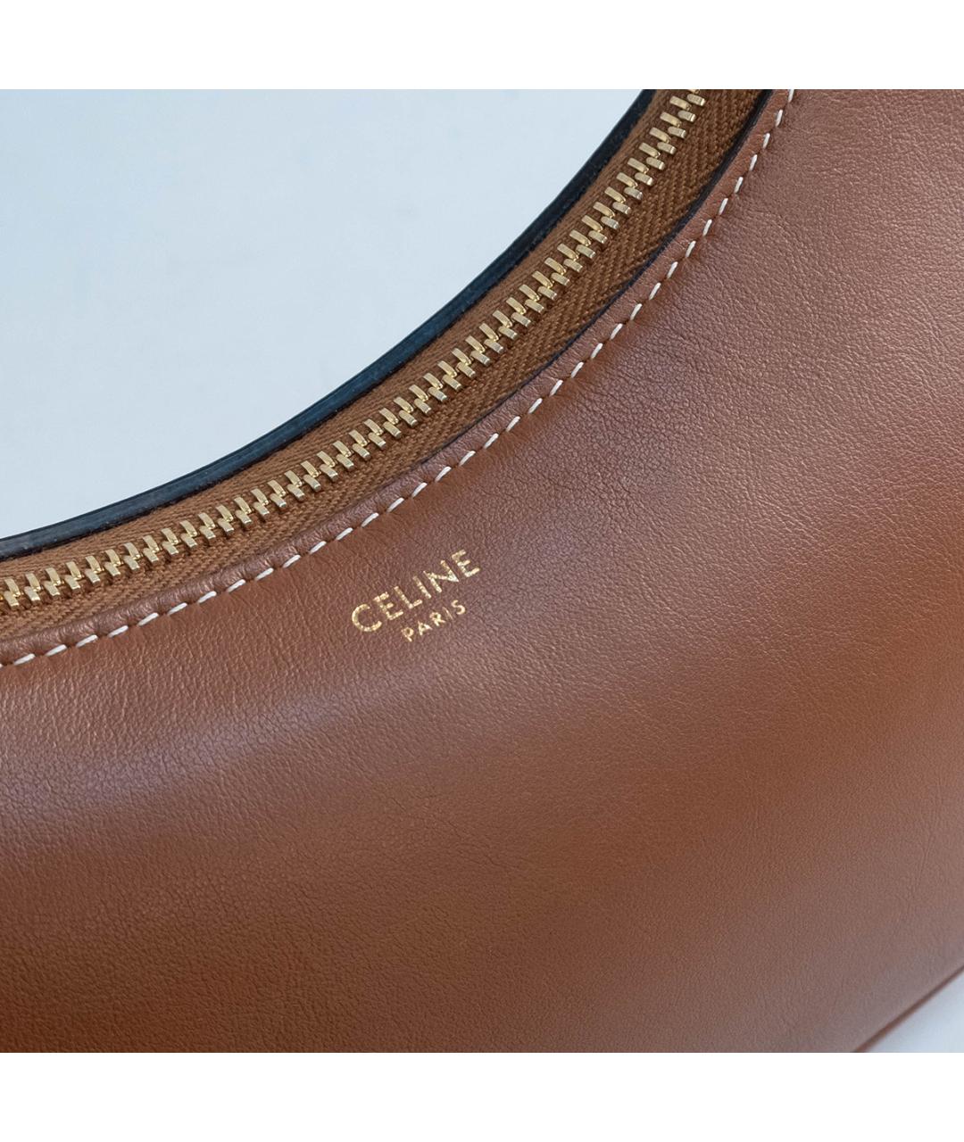 CELINE Коричневая кожаная сумка с короткими ручками, фото 4