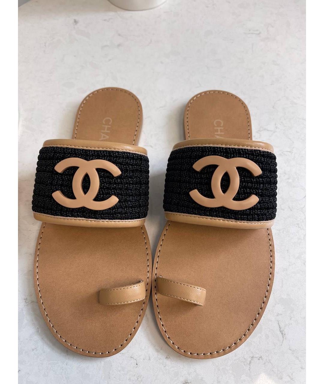 CHANEL Бежевые кожаные сандалии, фото 3