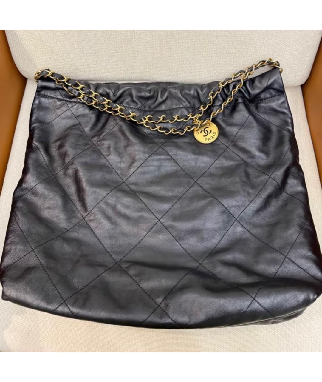 CHANEL Черная кожаная сумка тоут, фото 2