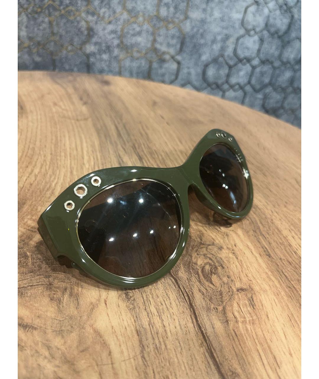 VERSACE Хаки пластиковые солнцезащитные очки, фото 5