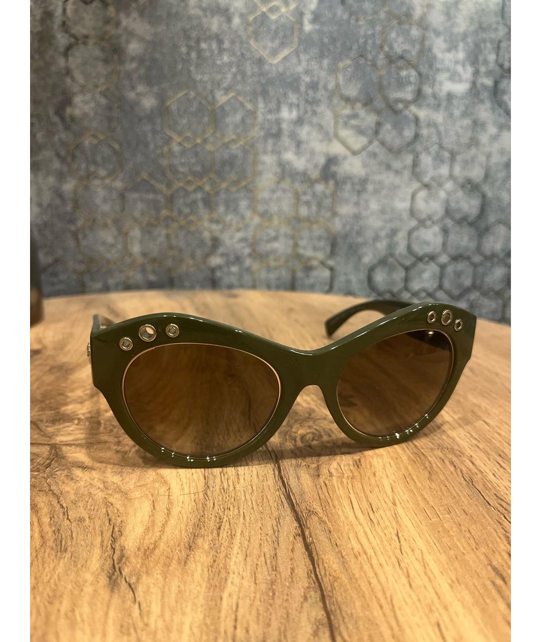 VERSACE Хаки пластиковые солнцезащитные очки, фото 6