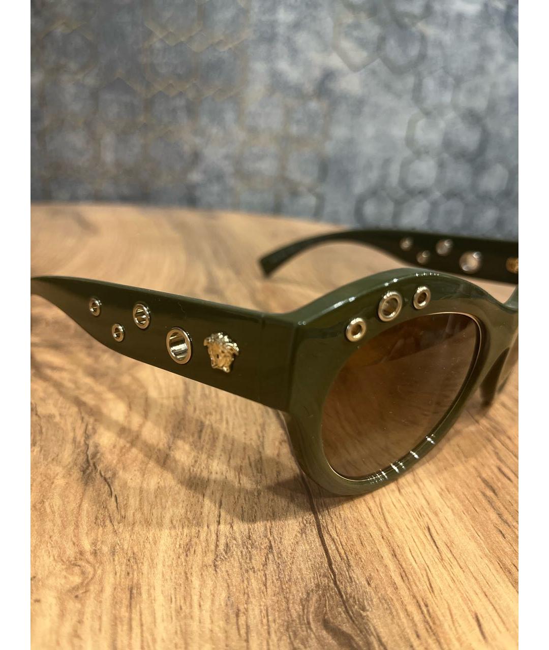 VERSACE Хаки пластиковые солнцезащитные очки, фото 3
