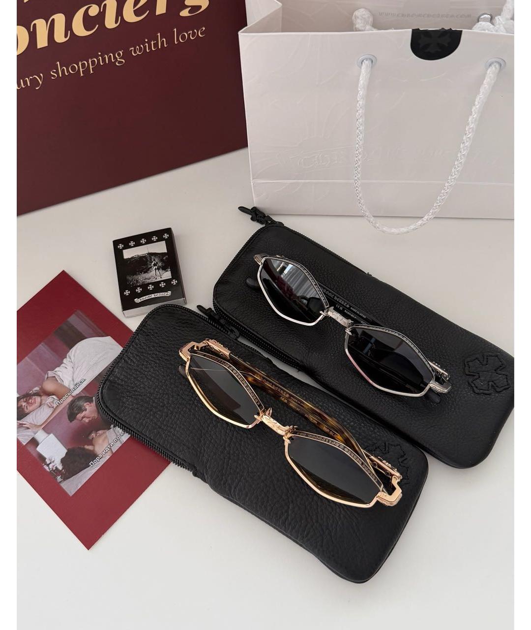 CHROME HEARTS Коричневые металлические солнцезащитные очки, фото 4