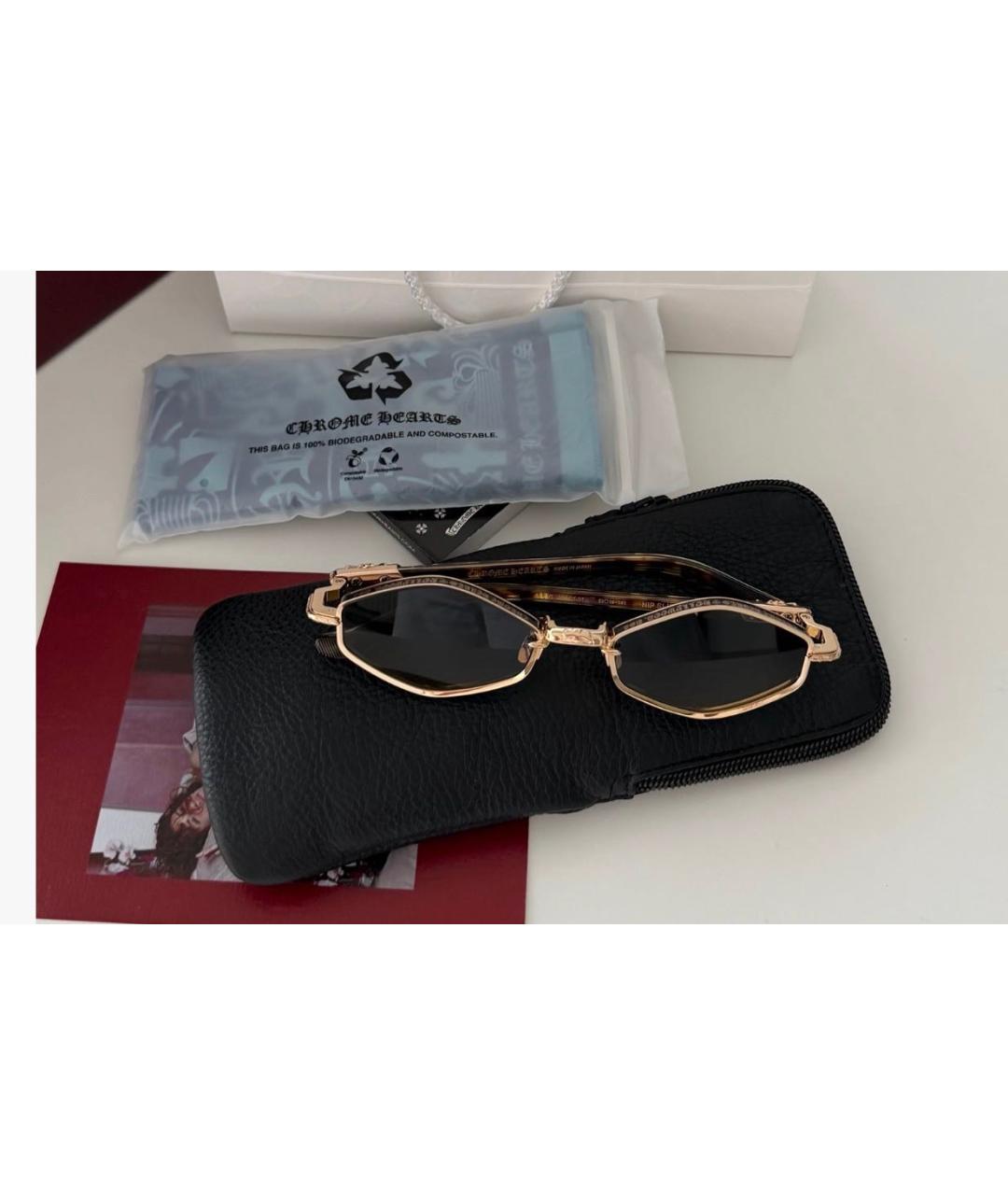 CHROME HEARTS Коричневые металлические солнцезащитные очки, фото 2