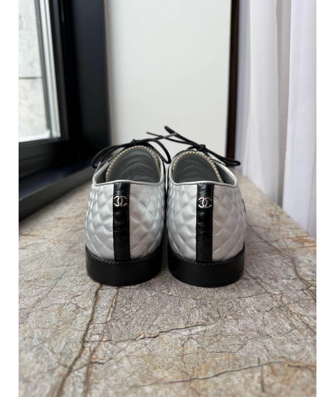 CHANEL Серебряные кожаные ботинки, фото 4