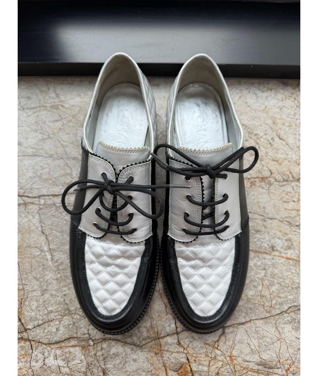 CHANEL Серебряные кожаные ботинки, фото 3