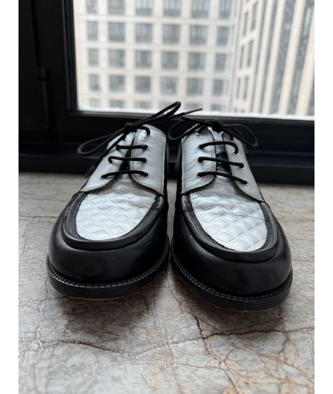 CHANEL Серебряные кожаные ботинки, фото 2