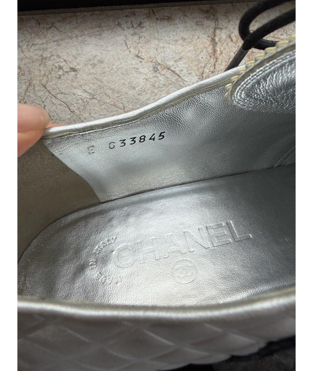 CHANEL Серебряные кожаные ботинки, фото 6