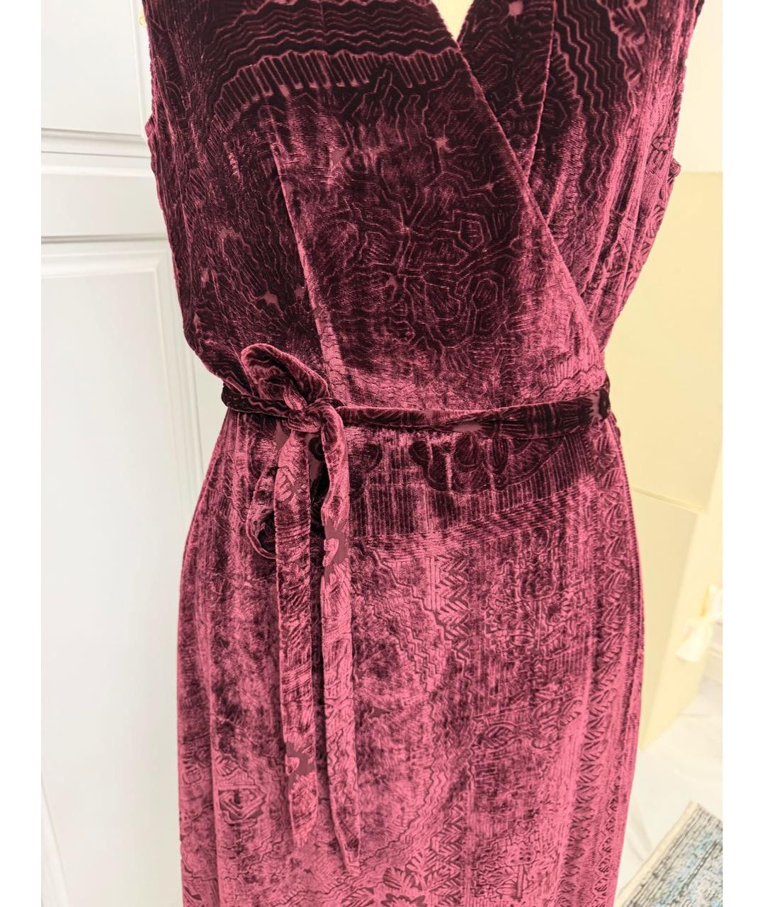 POLO RALPH LAUREN Бордовое бархатное повседневное платье, фото 3