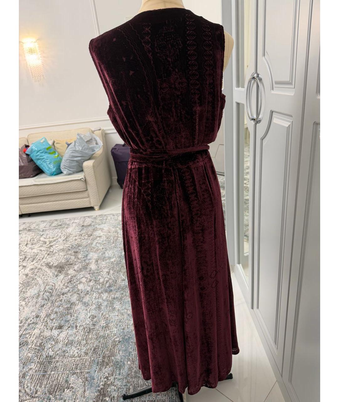 POLO RALPH LAUREN Бордовое бархатное повседневное платье, фото 2
