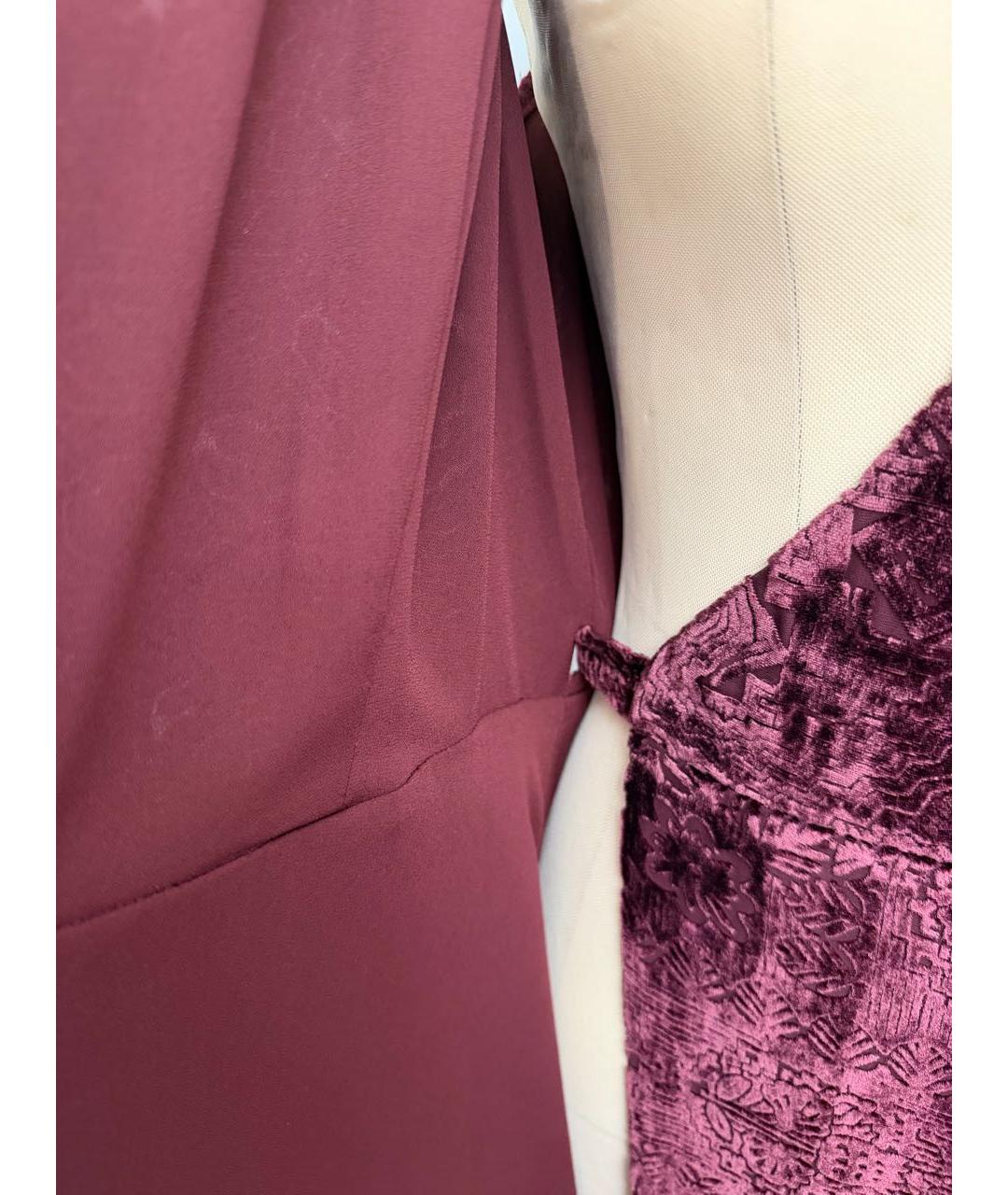 POLO RALPH LAUREN Бордовое бархатное повседневное платье, фото 4